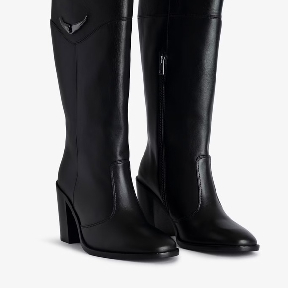 NIB | Zadig & Voltaire | Preiser | Black Leather Tall Boots - Picture 4 of 11